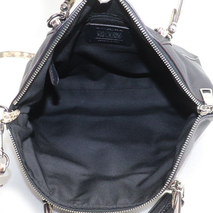 COACH コーチ プレーリー サッチェル スネーク トリム 2Wayショルダーバッグ ブラック F88561 レディース【中古】
