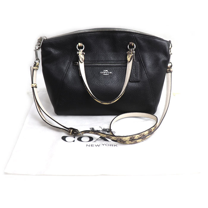 COACH コーチ プレーリー サッチェル スネーク トリム 2Wayショルダーバッグ ブラック F88561 レディース【中古】
