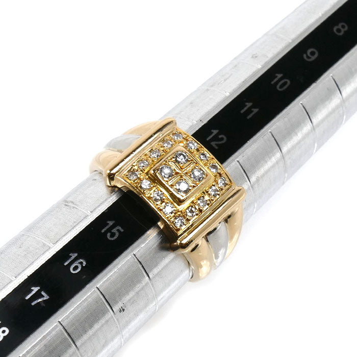 K18YG イエローゴールド Pt900プラチナ リング・指輪 ダイヤモンド0.26ct 13.5号 6.2g レディース【中古】