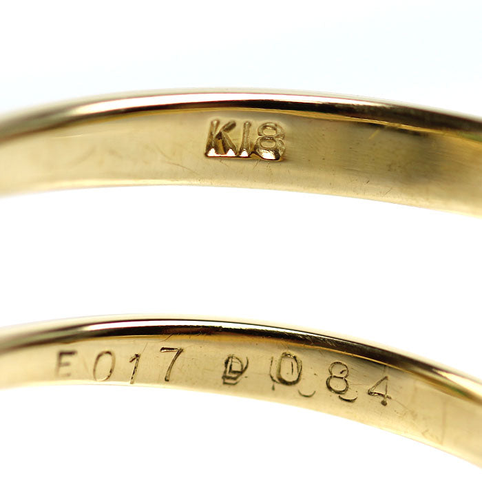 K18YG イエローゴールド リング・指輪 エメラルド0.17ct ダイヤモンド0.84ct 12.5号 2.7g レディース【中古】