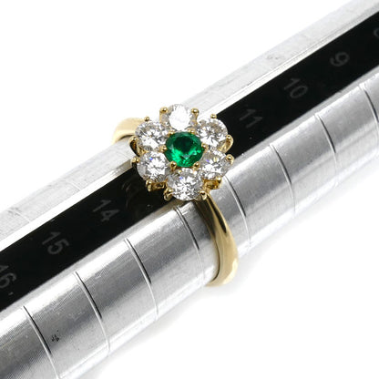 K18YG イエローゴールド リング・指輪 エメラルド0.17ct ダイヤモンド0.84ct 12.5号 2.7g レディース【中古】