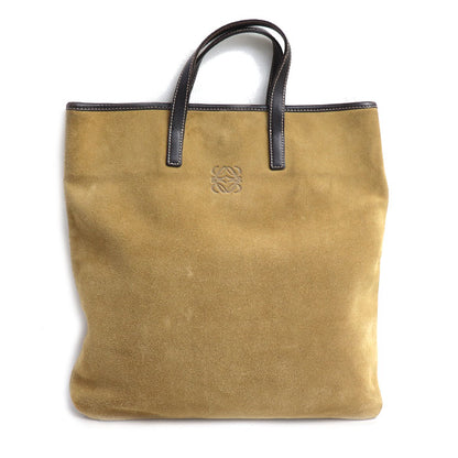 LOEWE ロエベ アナグラム スエード トートバッグ ベージュ ブラウン レディース【中古】
