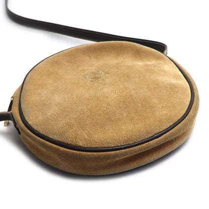 LOEWE ロエベ アナグラム スエード ラウンド ショルダーバッグ ベージュ レディース【中古】