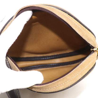 LOEWE ロエベ アナグラム スエード ラウンド ショルダーバッグ ベージュ レディース【中古】
