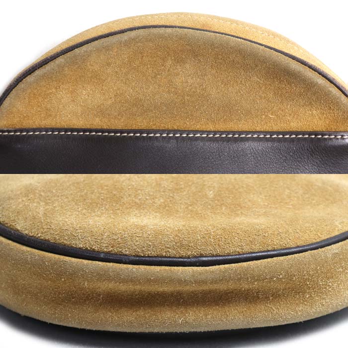 LOEWE ロエベ アナグラム スエード ラウンド ショルダーバッグ ベージュ レディース【中古】