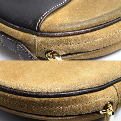 LOEWE ロエベ アナグラム スエード ラウンド ショルダーバッグ ベージュ レディース【中古】