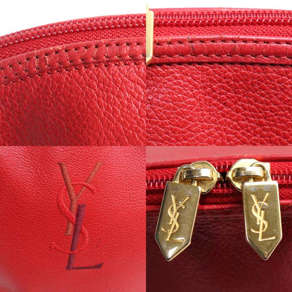 SAINT LAURENT サンローラン カサンドラ ロゴ ステッチ ラウンドトート トートバッグ レッド レディース【中古】