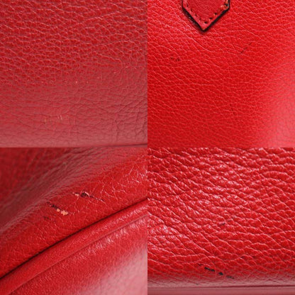 SAINT LAURENT サンローラン カサンドラ ロゴ ステッチ ラウンドトート トートバッグ レッド レディース【中古】