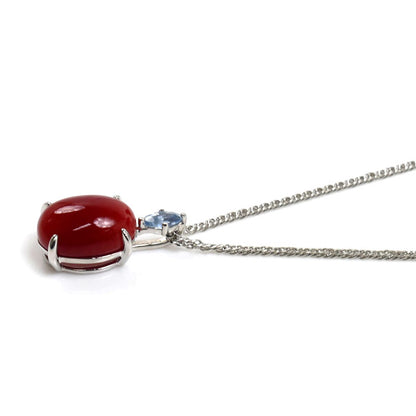 GSTV Pt950プラチナ ネックレス サンゴ1.00ct アクアマリン0.05ct 4.4g ～45cm フリーチェーン レディース【中古】