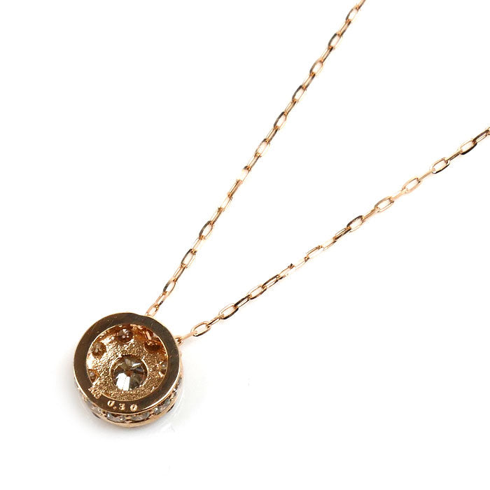 K18PG ピンクゴールド ネックレス ダイヤモンド0.30ct 1.0g ～45cm フリーチェーン レディース【中古】