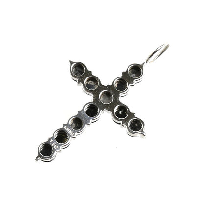 K18WG ホワイトゴールド クロス ペンダントトップ ブラックダイヤモンド1.10ct 1.5g レディース【中古】【美品】