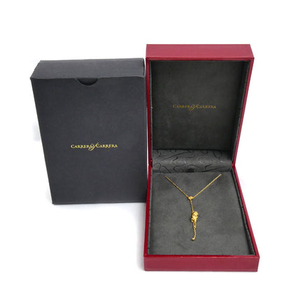 Carrera y Carrera カレライカレラ K18YG イエローゴールド フロッグ ネックレス 9.0g 45cm カエル 蛙 レディース【中古】