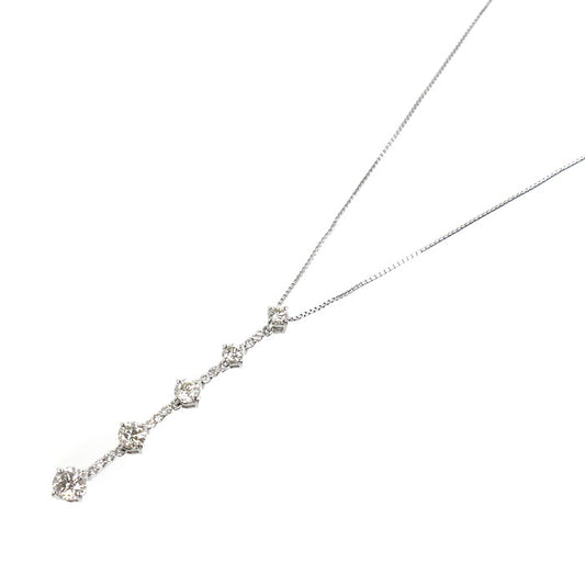 K18WG ホワイトゴールド ネックレス ダイヤモンド1.00ct 4.2g ～49cm フリーチェーン レディース【中古】
