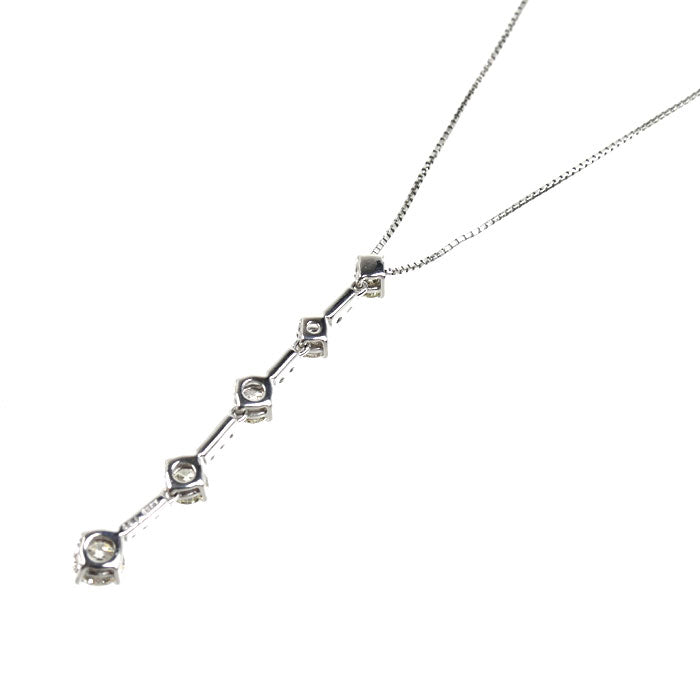 K18WG ホワイトゴールド ネックレス ダイヤモンド1.00ct 4.2g ～49cm フリーチェーン レディース【中古】