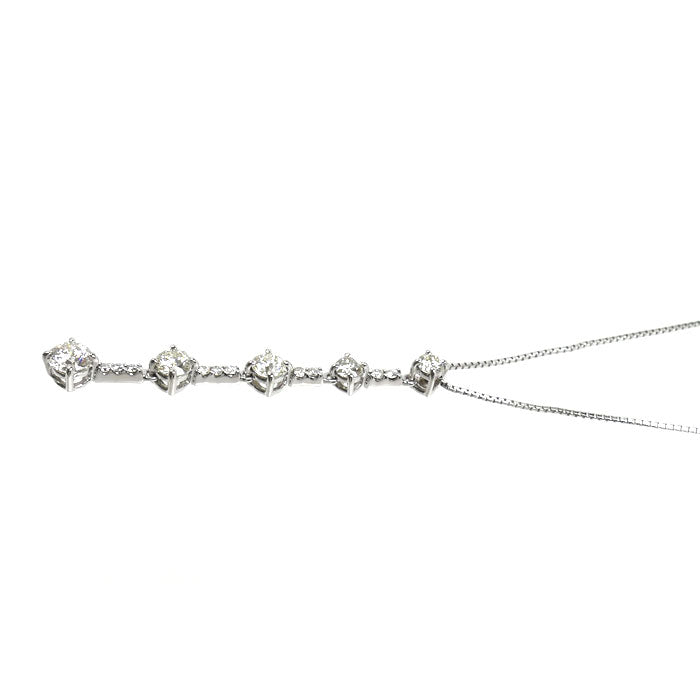 K18WG ホワイトゴールド ネックレス ダイヤモンド1.00ct 4.2g ～49cm フリーチェーン レディース【中古】