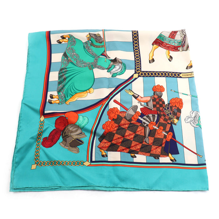 HERMES エルメス カレ90 CHOCS EN PLUMES スカーフ マルチカラー 羽飾りの激突 レディース【中古】