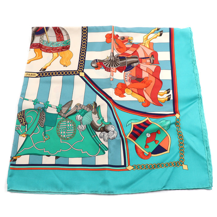 HERMES エルメス カレ90 CHOCS EN PLUMES スカーフ マルチカラー 羽飾りの激突 レディース【中古】