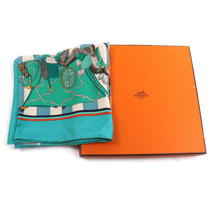 HERMES エルメス カレ90 CHOCS EN PLUMES スカーフ マルチカラー 羽飾りの激突 レディース【中古】