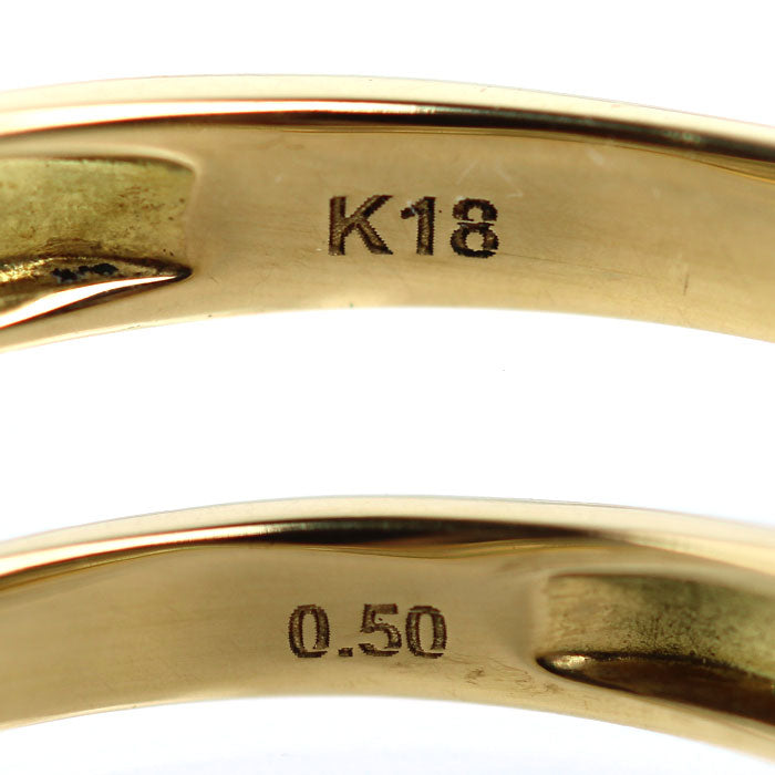 K18YG イエローゴールド ハーフエタニティ リング・指輪 ダイヤモンド0.50ct 9号 1.6g レディース【中古】
