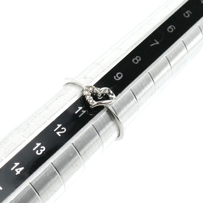 K10WG ホワイトゴールド オープンハート リング・指輪 ダイヤモンド 10号 0.8g【中古】