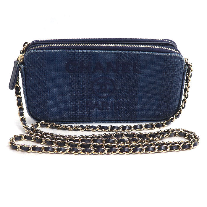 CHANEL シャネル ドーヴィル チェーンクラッチ ショルダーバッグ ネイビー A84415 2018クルーズ レディース【中古】