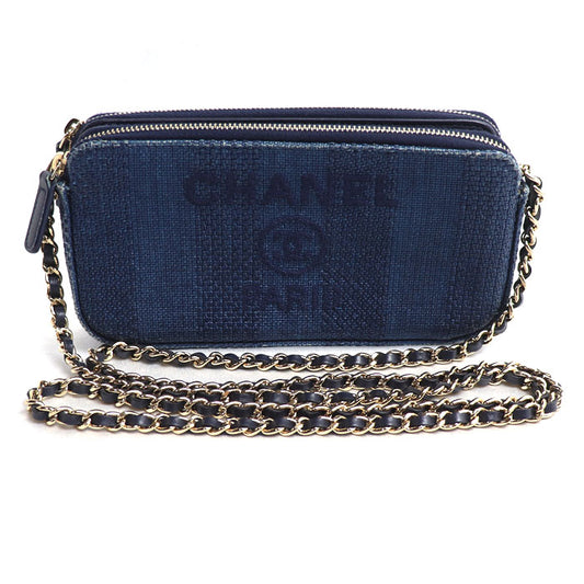 CHANEL シャネル ドーヴィル チェーンクラッチ ショルダーバッグ ネイビー A84415 2018クルーズ レディース【中古】
