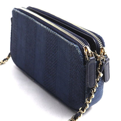 CHANEL シャネル ドーヴィル チェーンクラッチ ショルダーバッグ ネイビー A84415 2018クルーズ レディース【中古】