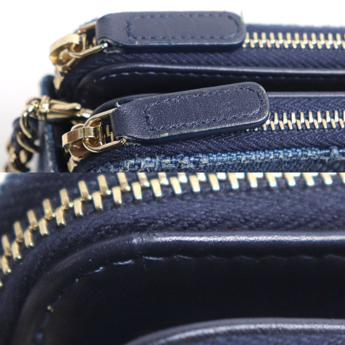 CHANEL シャネル ドーヴィル チェーンクラッチ ショルダーバッグ ネイビー A84415 2018クルーズ レディース【中古】