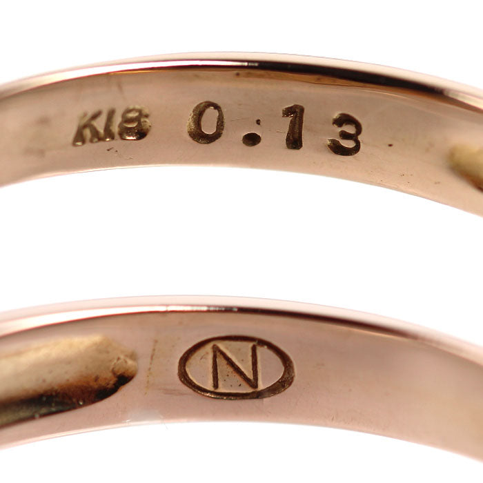 K18PG ピンクゴールド リング・指輪 ダイヤモンド0.13ct 11号 2.2g レディース【中古】