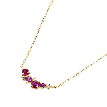 組曲 クミキョク K18YG イエローゴールド ネックレス ルビー ダイヤモンド0.02ct 1.2g 40cm レディース【中古】