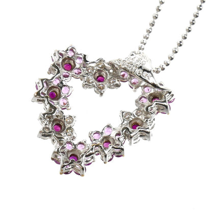K18WG ホワイトゴールド ネックレス ルビー0.21ct サファイア0.82ct ダイヤモンド0.32ct 4.4g ～45cm フリーチェーン レディース【中古】