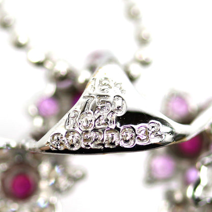 K18WG ホワイトゴールド ネックレス ルビー0.21ct サファイア0.82ct ダイヤモンド0.32ct 4.4g ～45cm フリーチェーン レディース【中古】