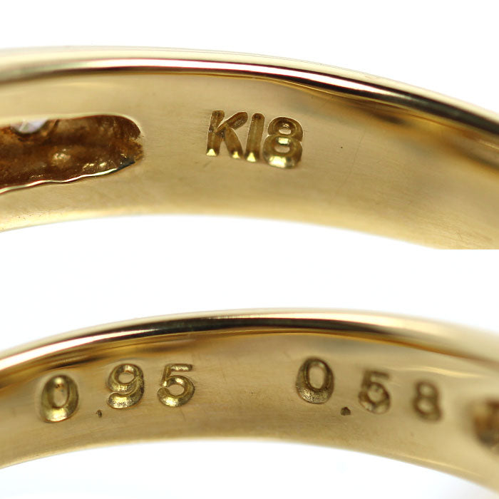 K18YG イエローゴールド リング・指輪 ダイヤモンド0.95ct/0.58ct 16号 8.0g レディース【中古】