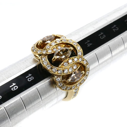 K18YG イエローゴールド リング・指輪 ダイヤモンド0.95ct/0.58ct 16号 8.0g レディース【中古】