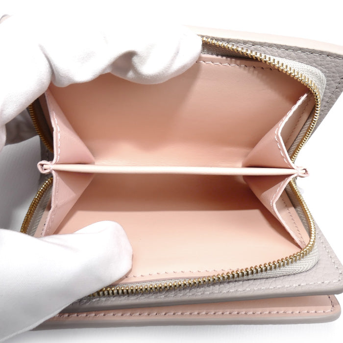 LOUIS VUITTON ルイ・ヴィトン ポルトフォイユクレア 二つ折り財布 マヒナ グレージュ/ピンク M13470 ICチップ レディース【中古】【美品】