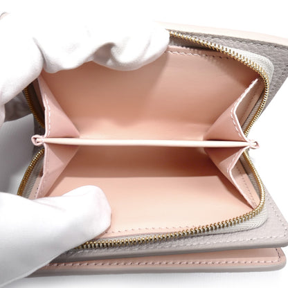 LOUIS VUITTON ルイ・ヴィトン ポルトフォイユクレア 二つ折り財布 マヒナ グレージュ/ピンク M13470 ICチップ レディース【中古】【美品】