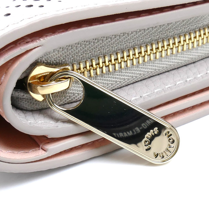LOUIS VUITTON ルイ・ヴィトン ポルトフォイユクレア 二つ折り財布 マヒナ グレージュ/ピンク M13470 ICチップ レディース【中古】【美品】