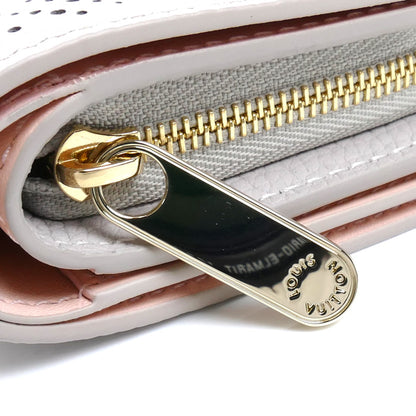 LOUIS VUITTON ルイ・ヴィトン ポルトフォイユクレア 二つ折り財布 マヒナ グレージュ/ピンク M13470 ICチップ レディース【中古】【美品】