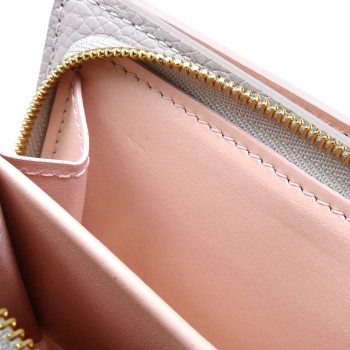 LOUIS VUITTON ルイ・ヴィトン ポルトフォイユクレア 二つ折り財布 マヒナ グレージュ/ピンク M13470 ICチップ レディース【中古】【美品】