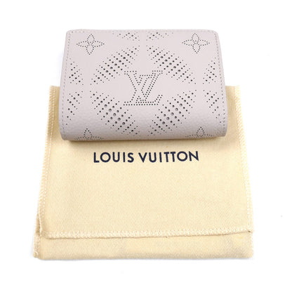 LOUIS VUITTON ルイ・ヴィトン ポルトフォイユクレア 二つ折り財布 マヒナ グレージュ/ピンク M13470 ICチップ レディース【中古】【美品】