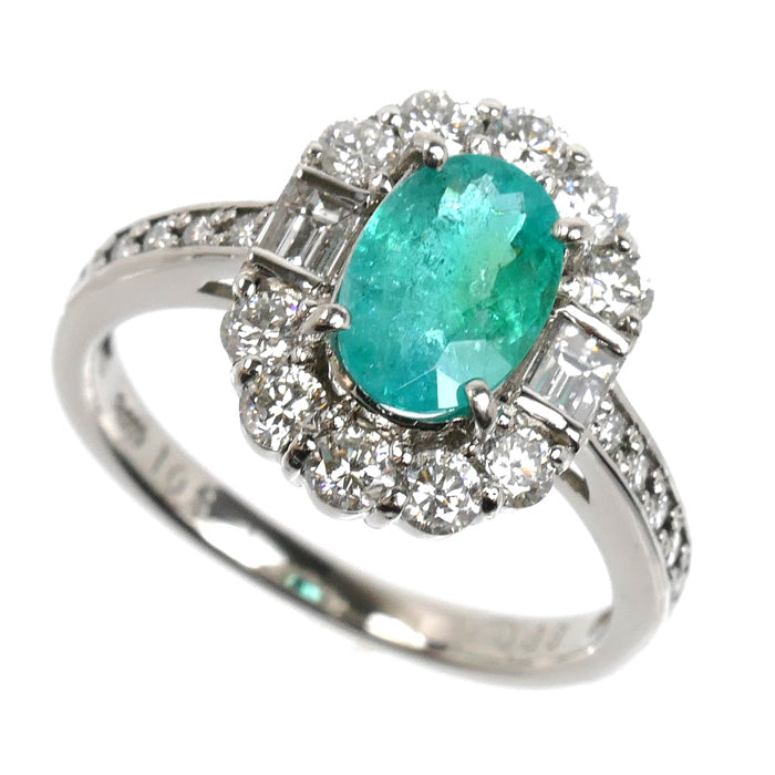 Pt900プラチナ リング・指輪 パライバトルマリン1.03ct ダイヤモンド0.88ct 12.5号 6.0g レディース【中古】