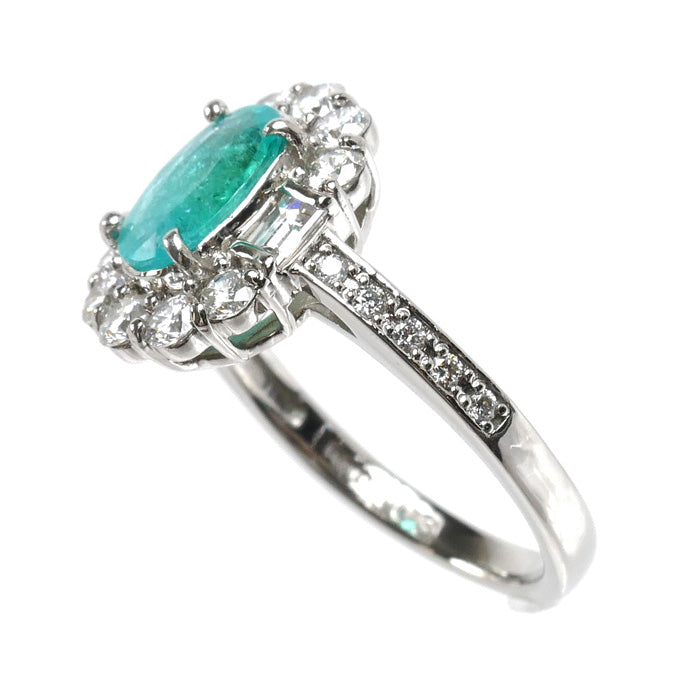 Pt900プラチナ リング・指輪 パライバトルマリン1.03ct ダイヤモンド0.88ct 12.5号 6.0g レディース【中古】
