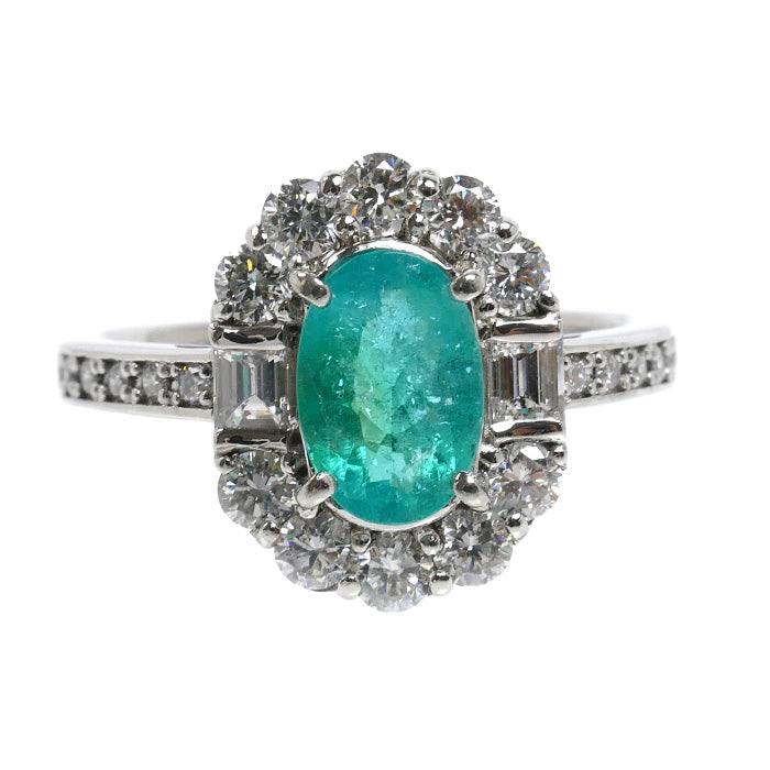 Pt900プラチナ リング・指輪 パライバトルマリン1.03ct ダイヤモンド0.88ct 12.5号 6.0g レディース【中古】