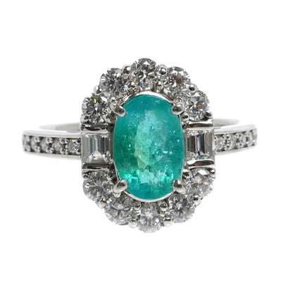Pt900プラチナ リング・指輪 パライバトルマリン1.03ct ダイヤモンド0.88ct 12.5号 6.0g レディース【中古】