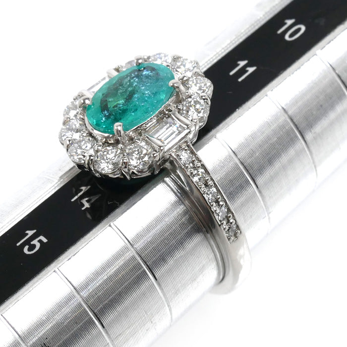 Pt900プラチナ リング・指輪 パライバトルマリン1.03ct ダイヤモンド0.88ct 12.5号 6.0g レディース【中古】