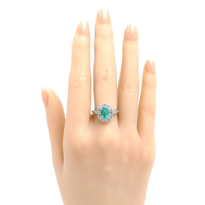 Pt900プラチナ リング・指輪 パライバトルマリン1.03ct ダイヤモンド0.88ct 12.5号 6.0g レディース【中古】