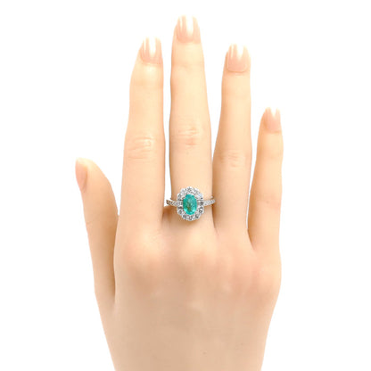 Pt900プラチナ リング・指輪 パライバトルマリン1.03ct ダイヤモンド0.88ct 12.5号 6.0g レディース【中古】