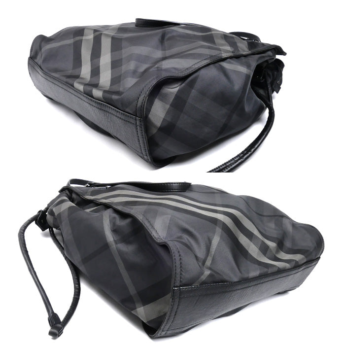 BURBERRY バーバリー ノバチェックトート トートバッグ ブラック グレー ユニセックス【中古】