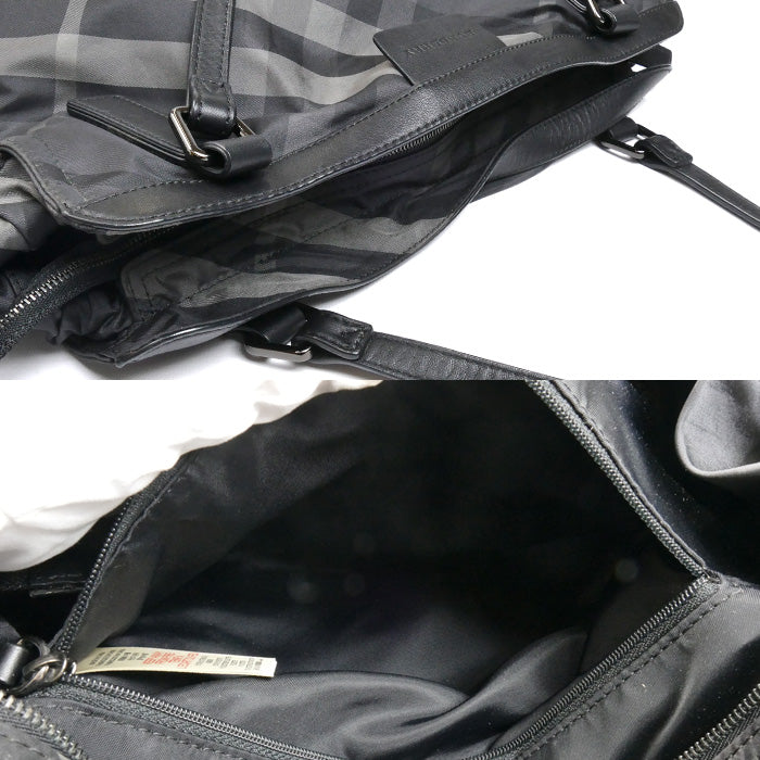 BURBERRY バーバリー ノバチェックトート トートバッグ ブラック グレー ユニセックス【中古】