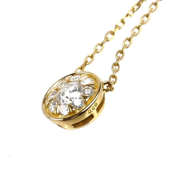 Vendome Aoyama ヴァンドーム青山 K18YG イエローゴールド ネックレス ダイヤモンド0.094ct/0.06ct 1.7g ～45cm フリーチェーン レディース【中古】